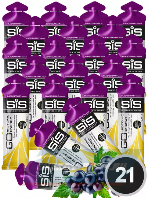 Энергетический гель SCIENCE IN SPORT (SiS) GO Isotonic Energy Gels 21 x 60 мл, Черная смородина