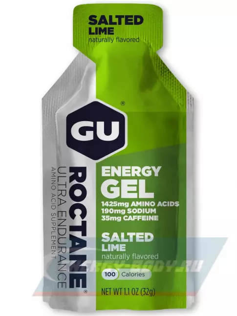 Энергетический гель GU ENERGY GU ROCTANE Energy Gel 35mg caffeine 24 x 32 г, Соленый лайм