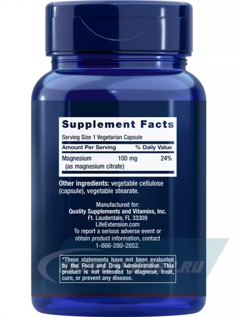  Life Extension Magnesium (Citrate) 100 mg 100 капсул