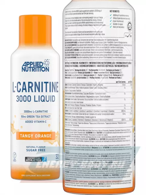 L-Карнитин APPLIED NUTRITION L-Carnitine 3000 Liquid 480 мл, Острый Апельсин