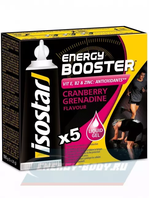 Энергетический гель Isostar GEL Energy Booster Antioxidant 1 коробка, Клюква и гренадин