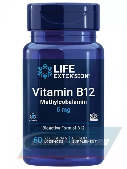  Life Extension Vitamin B12 Methylcobalamin 5 mg 60 леденцов, Ваниль