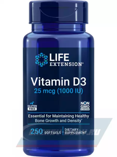  Life Extension Vitamin D3 25 mcg (1000 IU) 250 капсул