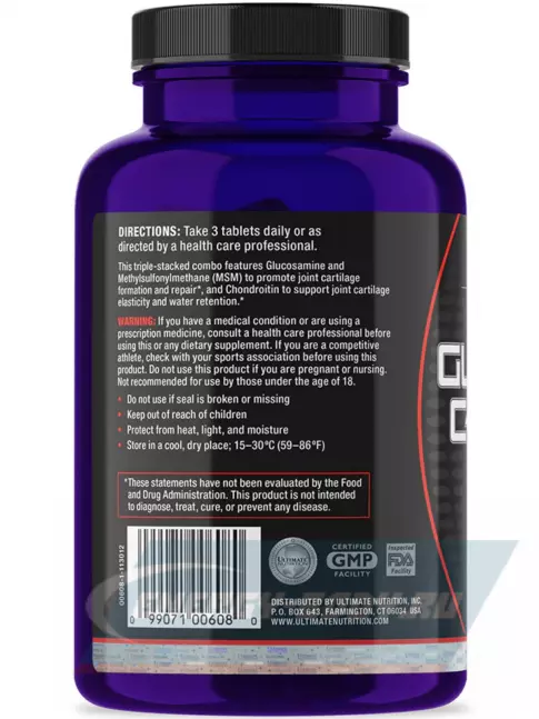 Суставы, связки Ultimate Nutrition ULT Glucosamine & Chondroitin & MSM 90 таблеток
