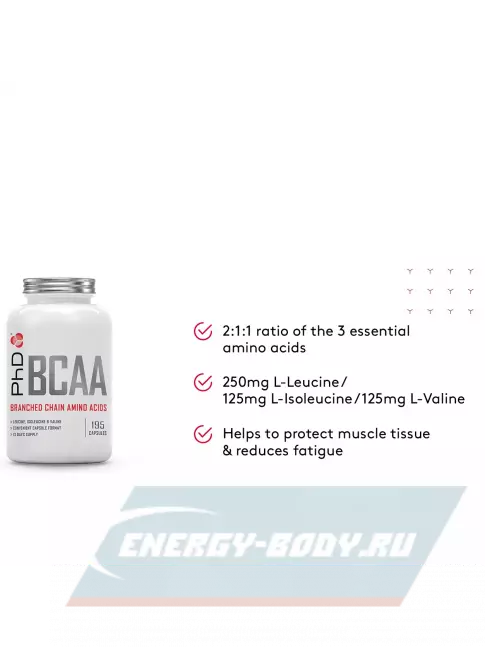 ВСАА PhD Nutrition BCAA's- 195 x 500mg 2:1:1 195 капсул