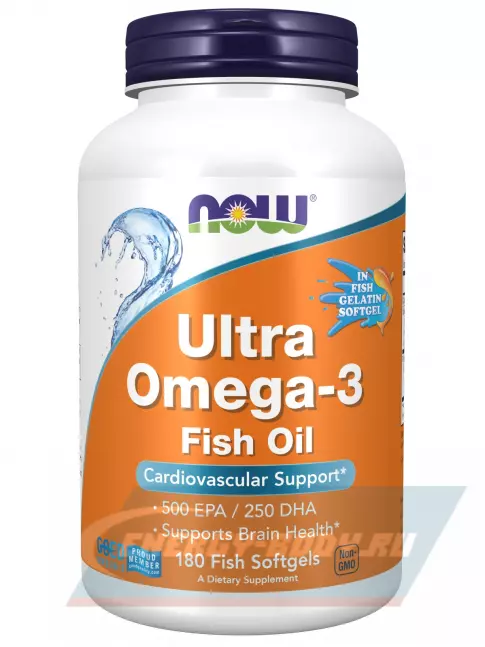 Omega 3 NOW FOODS Ultra Omega-3 Fish Oil 500 EPA / 250 DHA FISH GELATIN 180 гелевых капсул из рыбьего желатина Omega 3 NOW FOODS Ultra Omega-3 Fish Oil 500 EPA / 250 DHA FISH GELATIN 180 гелевых капсул из рыбьего желатина