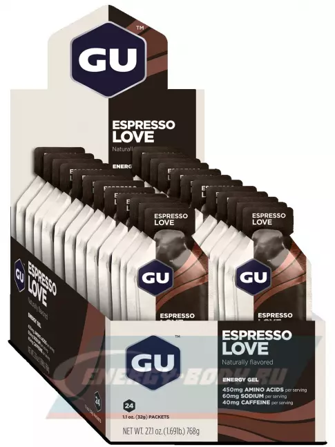 Энергетический гель GU ENERGY GU Original Energy Gel 40mg caffeine 24 x 32 г, Эспрессо Лав