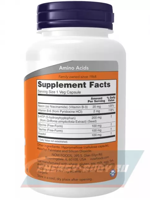  NOW FOODS 5-HTP 200 mg 120 веган капсул