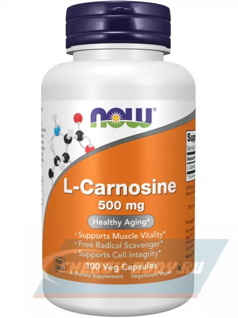 Аминокислотны NOW FOODS L-Carnosine (L-Карнозин) 500 мг 100 веган капсул