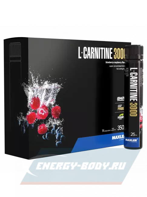 L-Карнитин MAXLER L-Carnitine 3000 14 x 25 мл, Черника - Малина