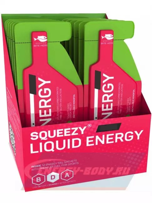 Энергетический гель SQUEEZY ENERGY SUPER GEL 33mg caffeine 33 г x 12 саше, Кола+Кофеин