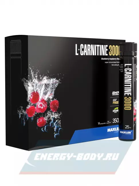 L-Карнитин MAXLER L-Carnitine 3000 mg 14 x 25 мл, Черника - Малина