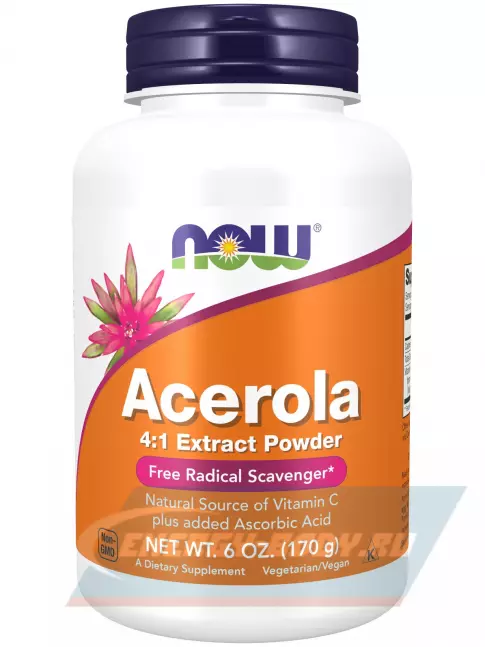 NOW FOODS Acerola 4-1 Extract 170 г, Натуральный NOW FOODS Acerola 4-1 Extract 170 г, Натуральный