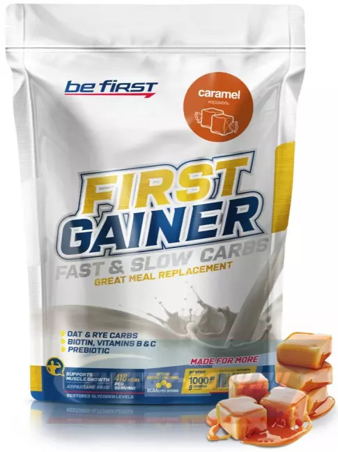 Гейнер Be First First Gainer 1000 г + Шейкер, Карамель