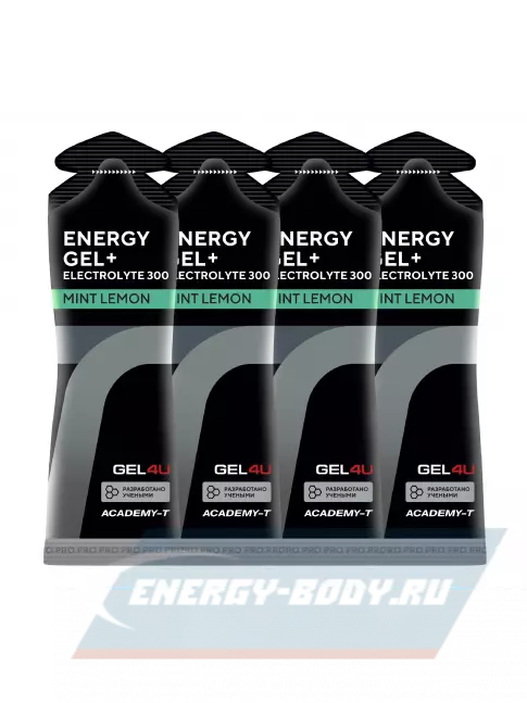 Энергетический гель GEL4U Energy GEL + Electrolyte 300 4 x 60 г, Лимон и Мята