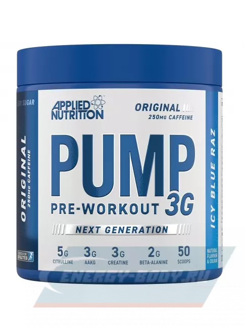Предтерник APPLIED NUTRITION Pump 3G Pre Workout 375 г, Ледяная голубая малина
