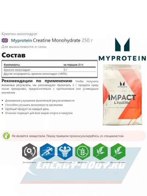  Myprotein Creatine Monohydrate 250 г