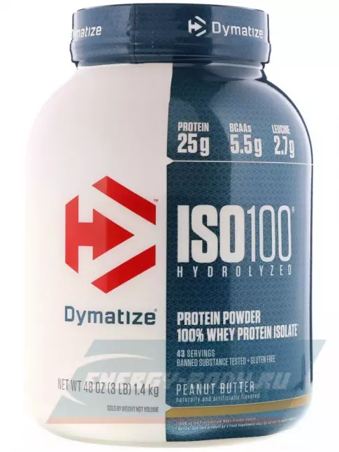  Dymatize ISO100 Hydrolyzed 1400 г, Арахисовое масло
