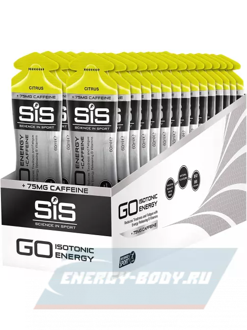 Энергетический гель SCIENCE IN SPORT (SiS) GO Energy 75mg caffeine 30 x 60 мл, Цитрус
