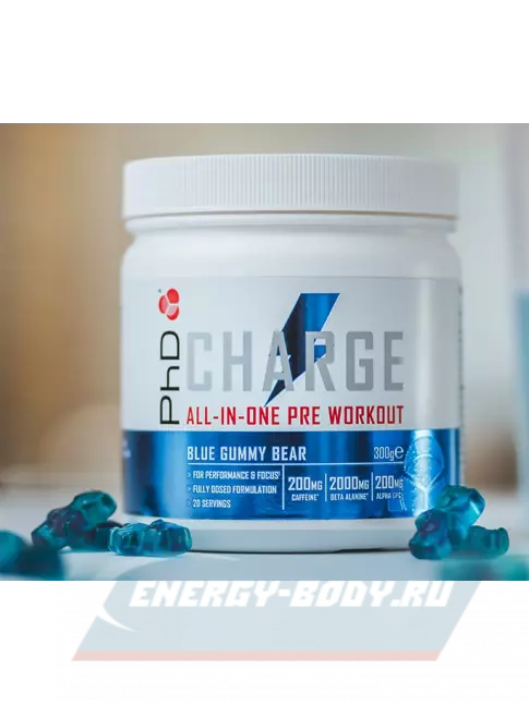 Предтерник PhD Nutrition Предтренировочный комплекс charge 300 г, Синие мишки гамми