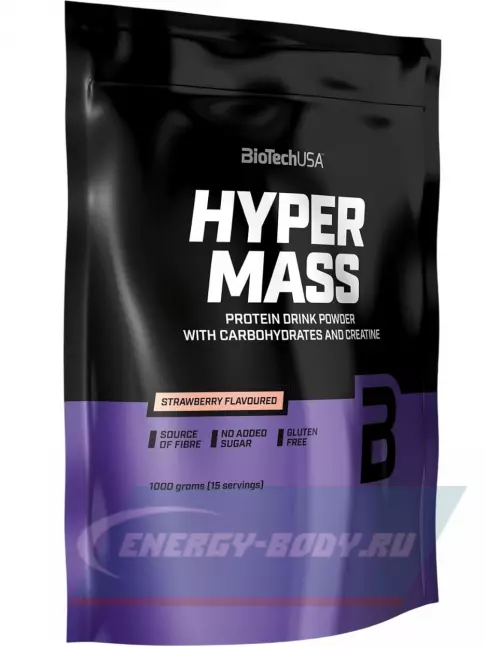 Гейнер BioTechUSA Hyper Mass 5000 1000 г, Клубника