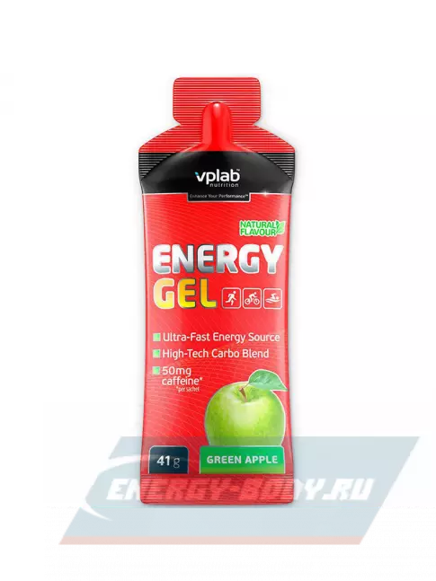 Энергетический гель VP Laboratory Energy gel + caffeine 41 г, Зеленое яблоко