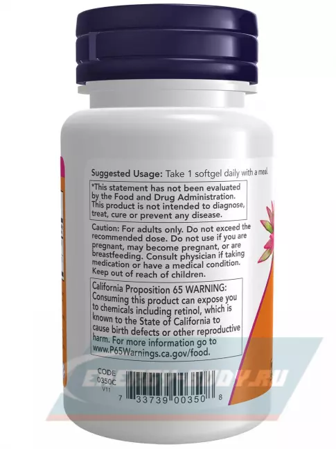  NOW FOODS Vitamin A&D 10000/400 IU 100 гелевых капсул