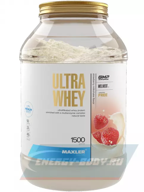  MAXLER Ultra Whey 1500 г, Клубничный Молочный Коктейль