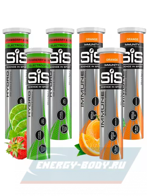  SCIENCE IN SPORT (SiS) GO Hydro Tablet 20s_3 6 x 20 таблеток, Клубника - Лайм, Апельсин