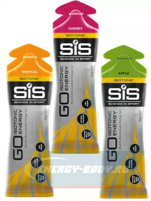 Энергетический гель SCIENCE IN SPORT (SiS) GO Isotonic Energy Gels 3 x 60 мл, Микс №3