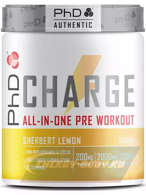Предтерник PhD Nutrition Предтренировочный комплекс charge 300 г, Лимонный Щербет