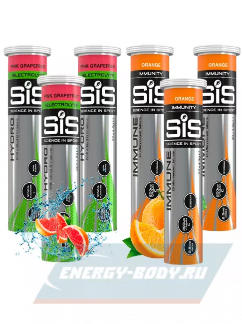  SCIENCE IN SPORT (SiS) GO Hydro Tablet 20s_3 6 x 20 таблеток, Розовый грейпфрут, Апельсин