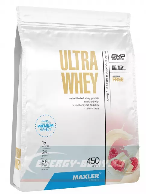  MAXLER Ultra Whey 450 г, Белый шоколад малина