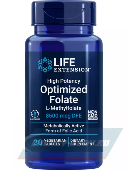  Life Extension High Potency Optimized Folate 8500 mcg DFE 30 таблеток
