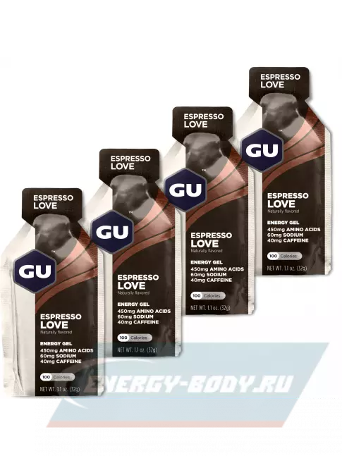 Энергетический гель GU ENERGY GU Original Energy Gel 40mg caffeine 4 x 32 г, Эспрессо Лав
