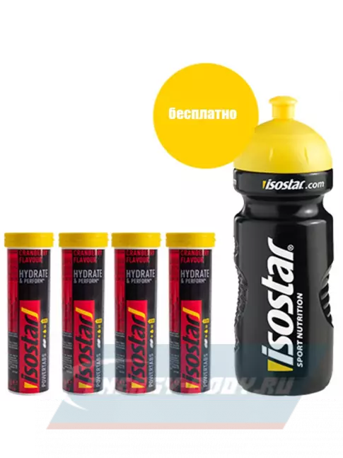  ISOSTAR Изотонический напиток Powertabs 4 банка x 5 порций, клюква