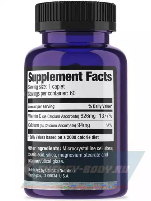  Ultimate Nutrition VITAMIN C PLUS CALCIUM 60 таблеток