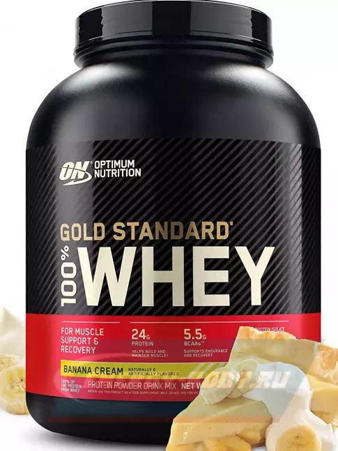  Optimum Nutrition 100% Whey Gold Standard 2270 г + шейкер, Банановый крем
