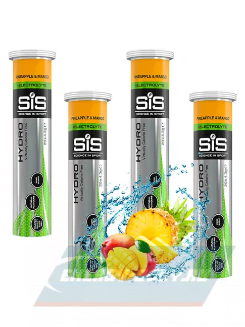  SCIENCE IN SPORT (SiS) GO Hydro Tablet 20s 4 x 20 таблеток, Ананас - Манго