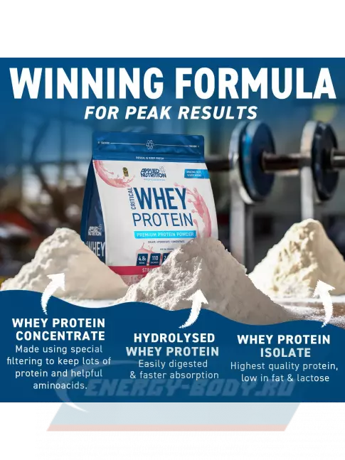  APPLIED NUTRITION CRITICAL Whey 900 г, Клубничный молочный коктейль