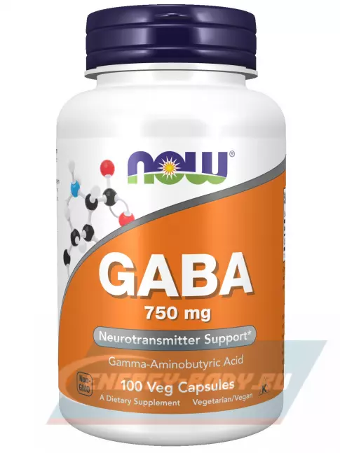  NOW FOODS GABA 750 mg 100 веган капсул