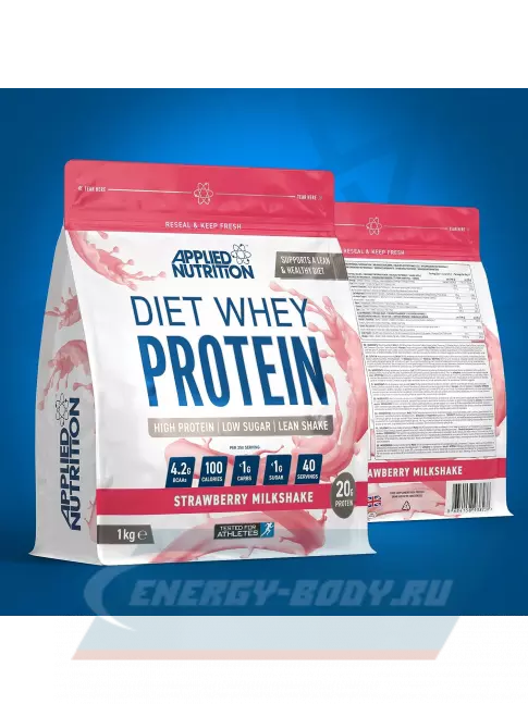  APPLIED NUTRITION Diet Whey 1000 г, Клубничный молочный коктейль
