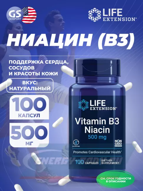  Life Extension Vitamin B3 Niacin 500 mg 100 капсул