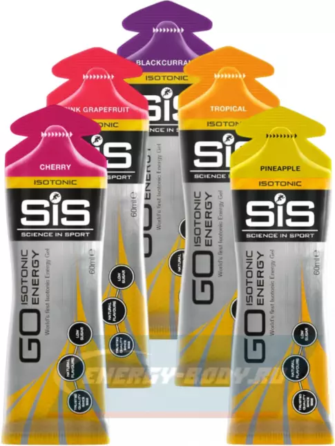 Энергетический гель SCIENCE IN SPORT (SiS) GO Isotonic Energy Gels 5 x 60 мл, Микс №16