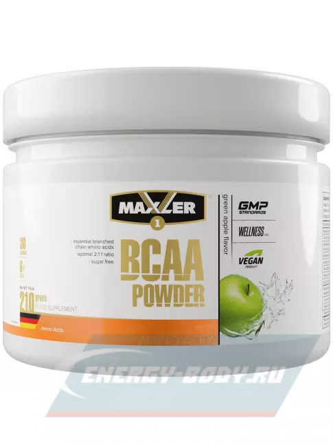 ВСАА MAXLER BCAA Powder 2:1:1 Sugar Free EU 210 г, Зеленое яблоко