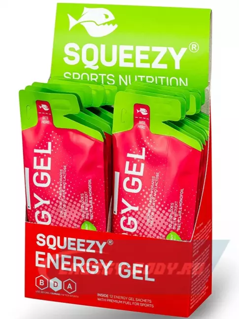 Энергетический гель SQUEEZY ENERGY GEL no caffeine 33 г x 12 саше, Mix