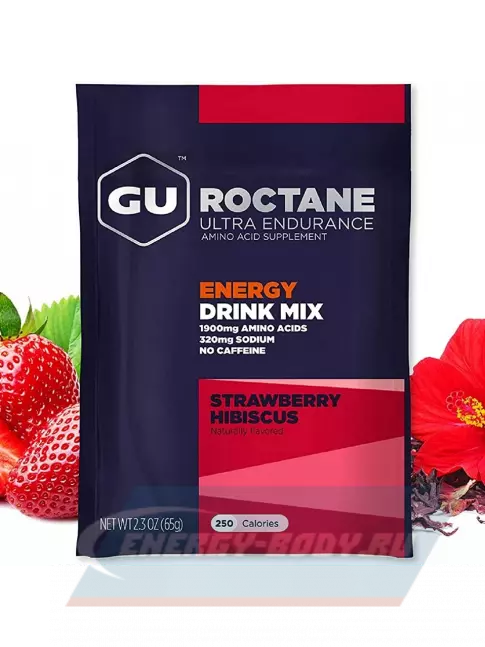  GU ENERGY GU ROCTANE ENERGY DRINK MIX 65 г, Клубника - Гибискус