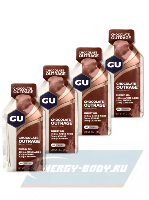 Энергетический гель GU ENERGY GU Original Energy Gel 20mg caffeine 4 x 32 г, Шоколадное безумие
