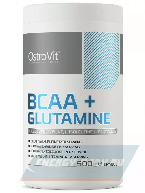 ВСАА OstroVit BCAA+GLUTAMINE 500 г, Апельсин