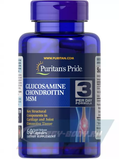 Суставы, связки Puritan's Pride Glucosamine, Chondroitin, MSM 60 капсул